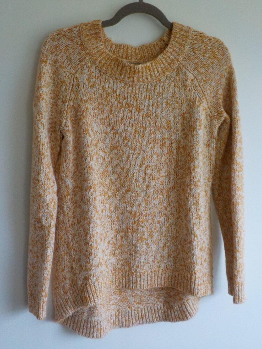 LOFT Sweater - Medium - Rust/White Long Sleeve Crew High/Low (2266)